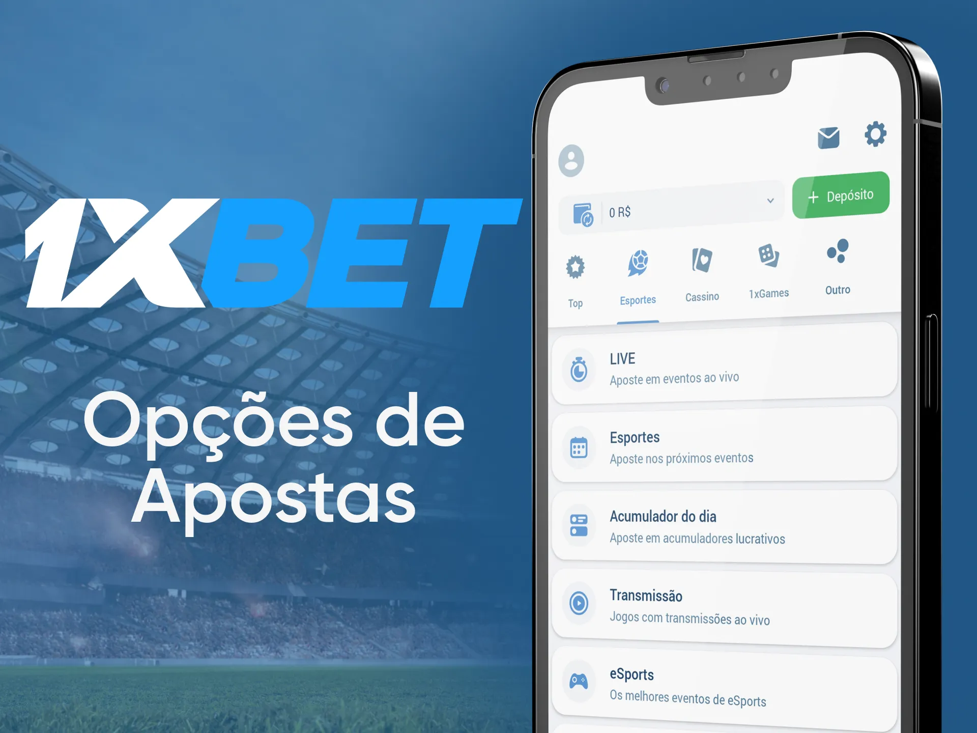 O aplicativo 1xBet suporta várias opções de apostas esportivas.
