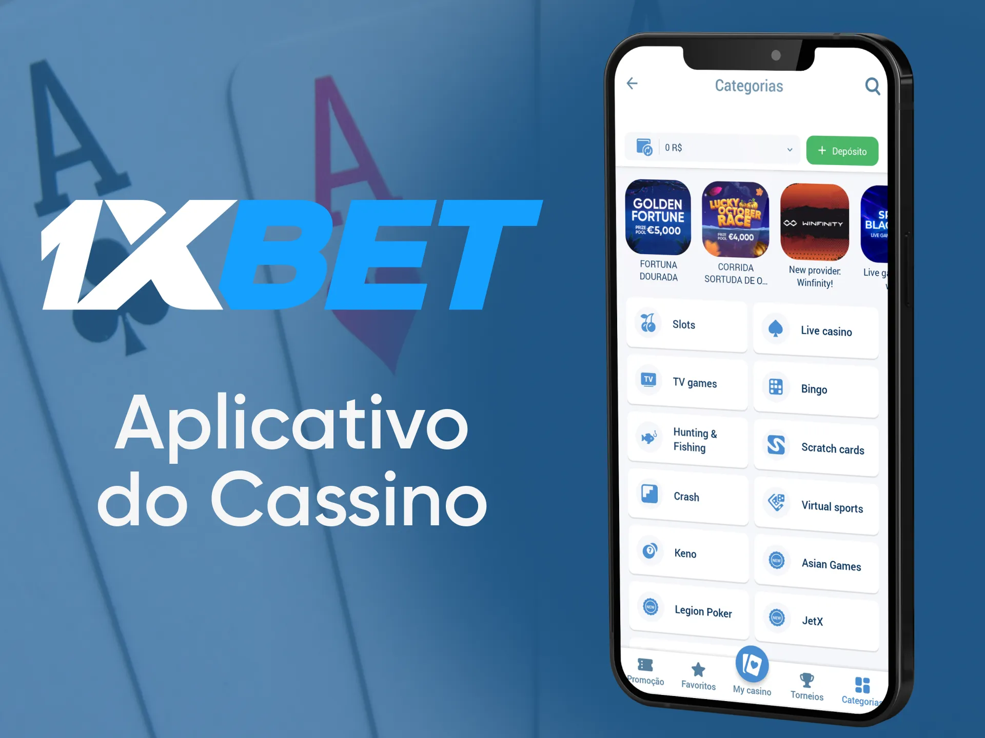 Os usuários do aplicativo 1xBet podem jogar jogos de cassino online.