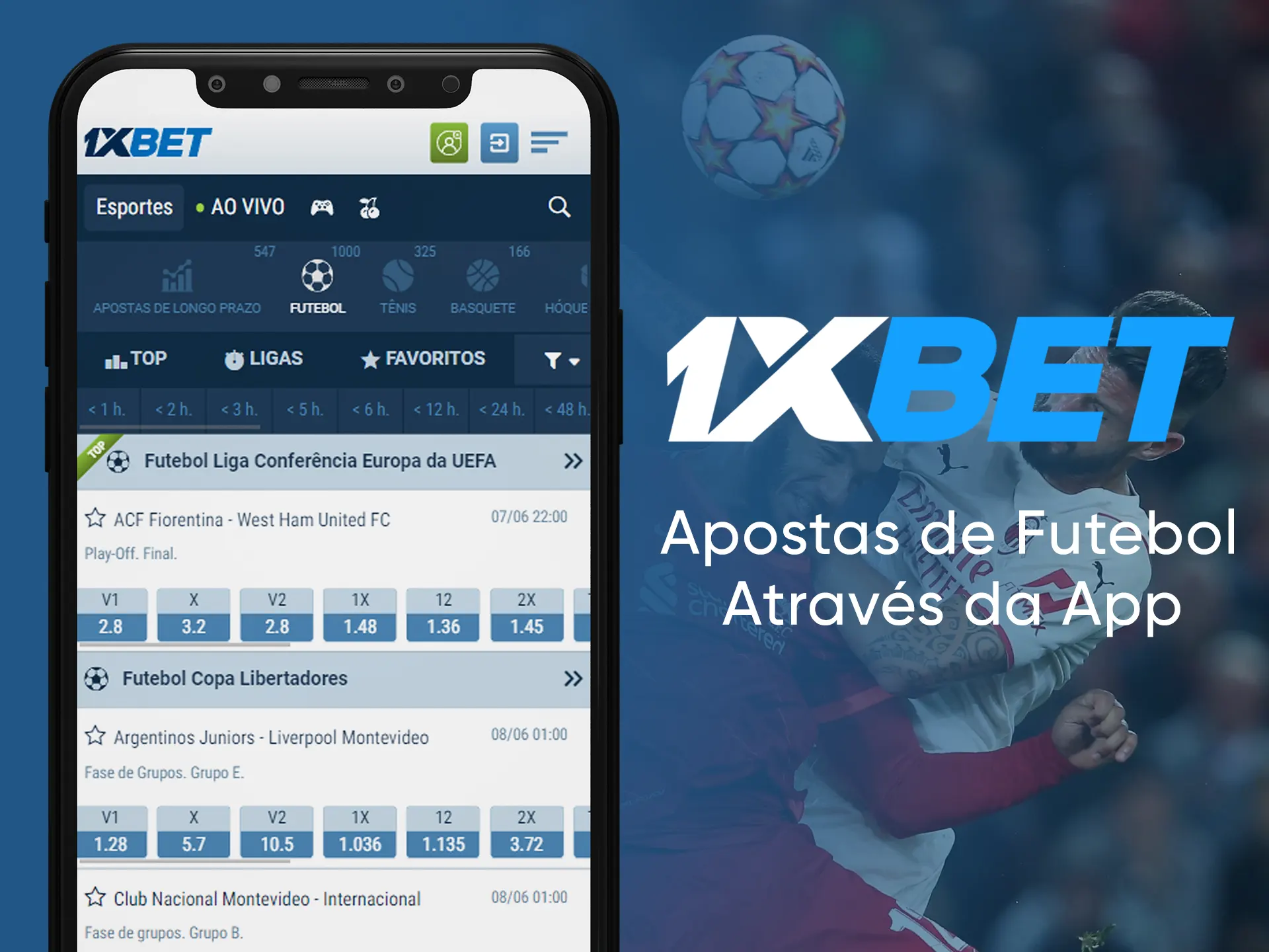 Use o aplicativo 1xbet para fazer apostas em futebol.